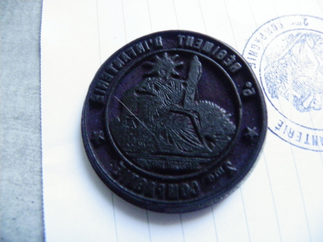 Tampon(timbre caoutchouc) dans son support gousset du 5 e R I WW1 ou WW2 1329pw